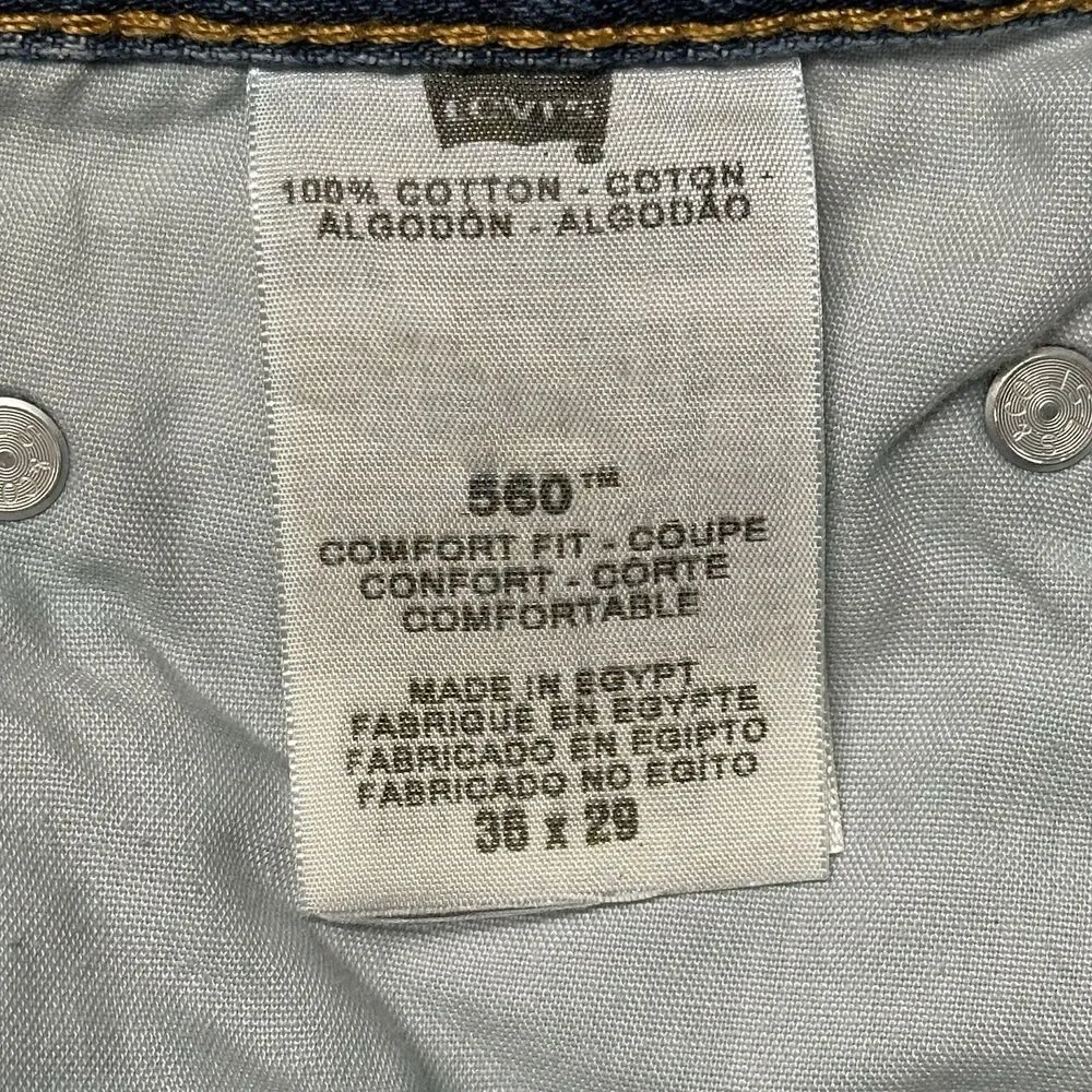 Levis 560 Mens 36x29 Comfort Fit Tapered Jeans Blue Medium Wash Y2K EUC